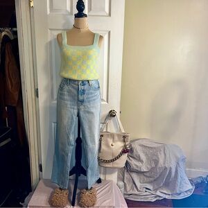 Blue‎ Pepper Women’s Checkered Preppy Casual Crop Tank Sweater Vest NWOT M